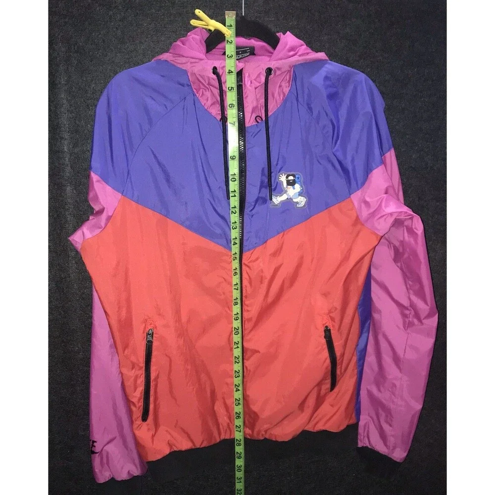 Nike Vtg Hike Man Hood Windbreaker Small‎ Retro Jacket Red Blue Pink Colorblock - Picture 11 of 12